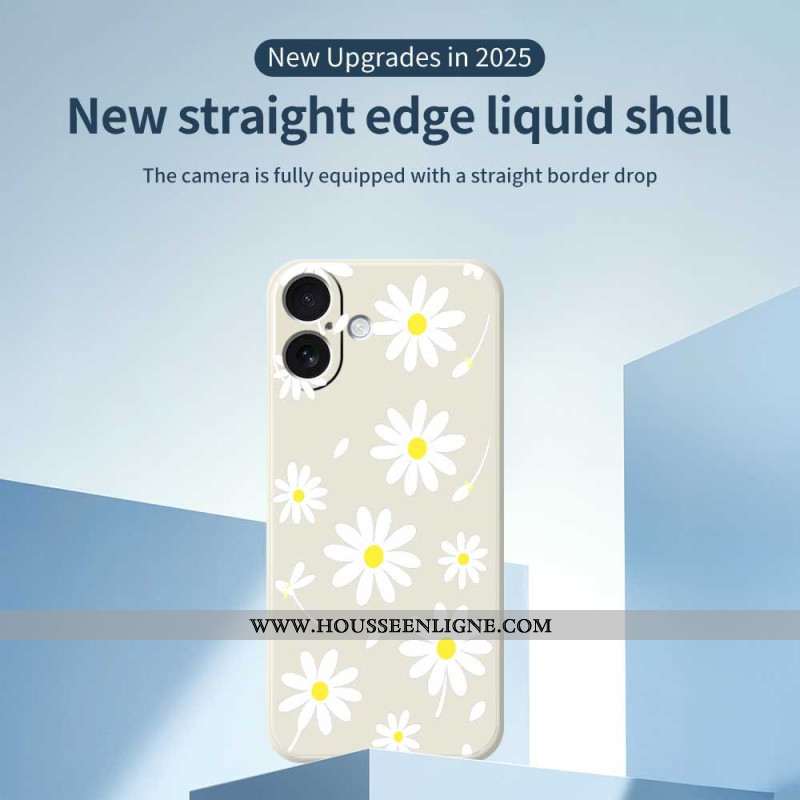 Coque iPhone 17 Silicone Liquide Marguerites