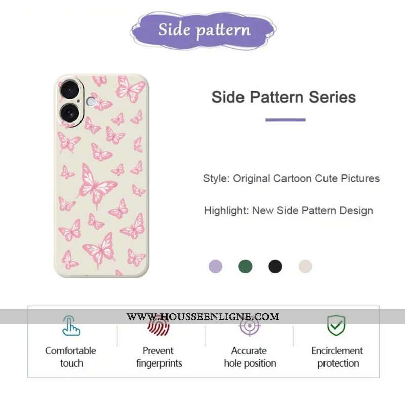 Coque iPhone 17 Silicone Liquide Papillons