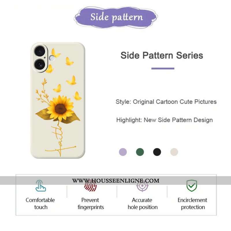 Coque iPhone 17 Silicone Liquide Tournesol