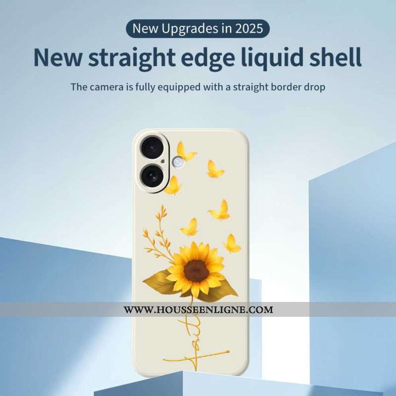 Coque iPhone 17 Silicone Liquide Tournesol