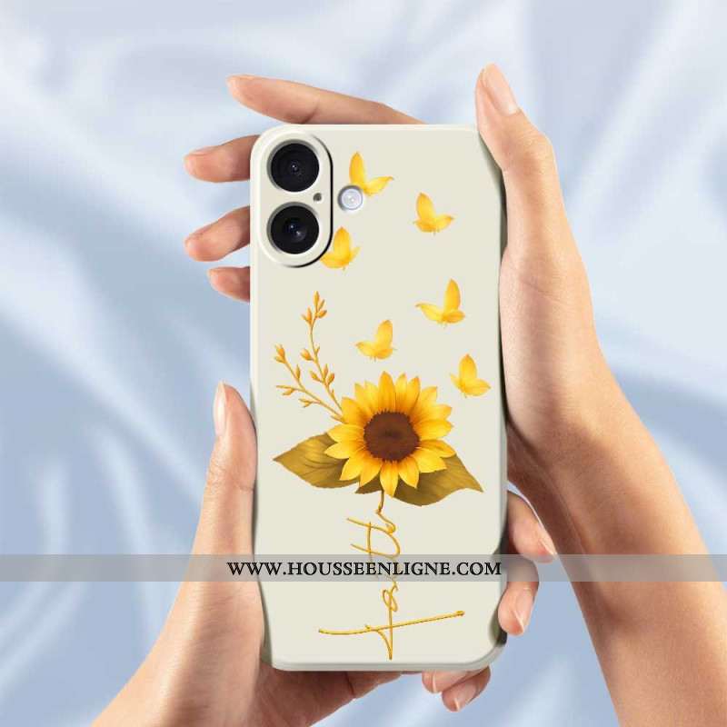 Coque iPhone 17 Silicone Liquide Tournesol