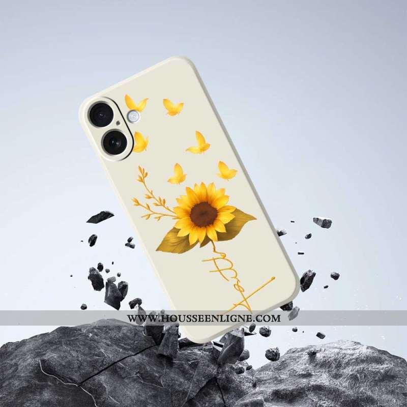 Coque iPhone 17 Silicone Liquide Tournesol