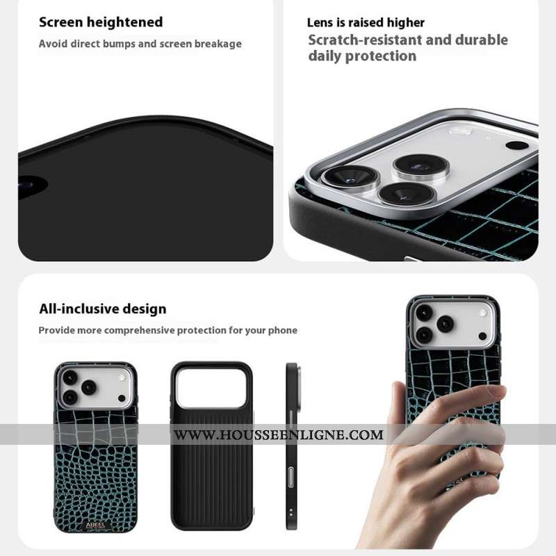 Coque iPhone Air Compatible MagSafe Effet Croco ABEEL
