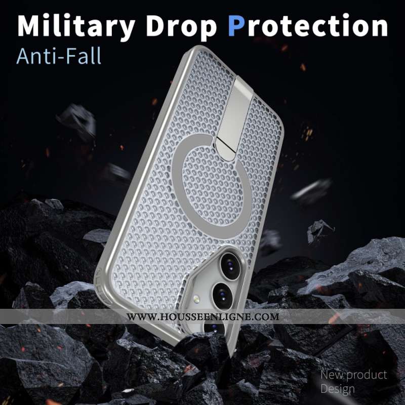 Coque magnétique avec support pour Samsung Galaxy S26 Magnétique et Support Texture Grille