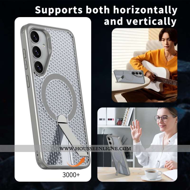 Coque magnétique avec support pour Samsung Galaxy S26 Magnétique et Support Texture Grille