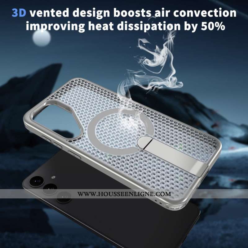 Coque magnétique avec support pour Samsung Galaxy S26 Magnétique et Support Texture Grille