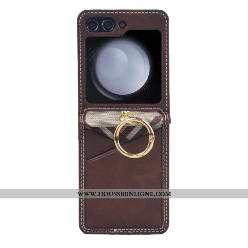 Coque pSamsung Galaxy Z Flip 7 FE / Z Flip 6 Porte-Cartes et Anneau Métallique
