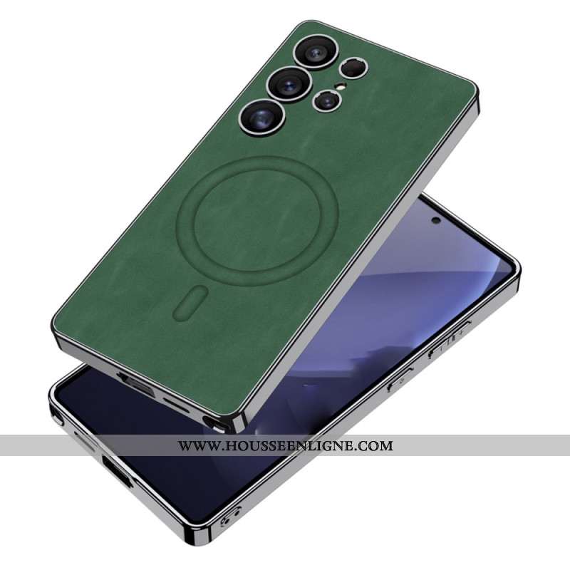 Coque pour Samsung Galaxy S25 Ultra 5G Simili Cuir Mat Compatible MagSafe