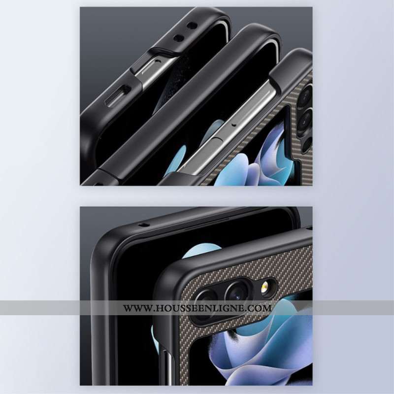 Coque pour Samsung Galaxy Z Flip 7 FE / Z Flip 6 Finition Fibre Carbone