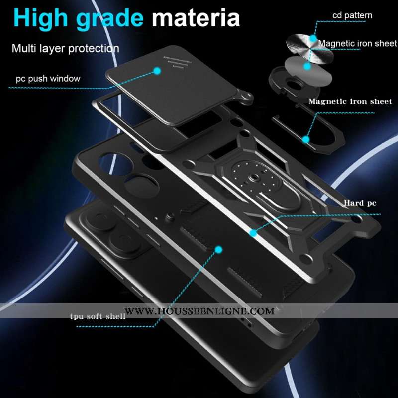 Coque pour Xiaomi Redmi Note 14 5G Protection Caméra Coulissante et Support