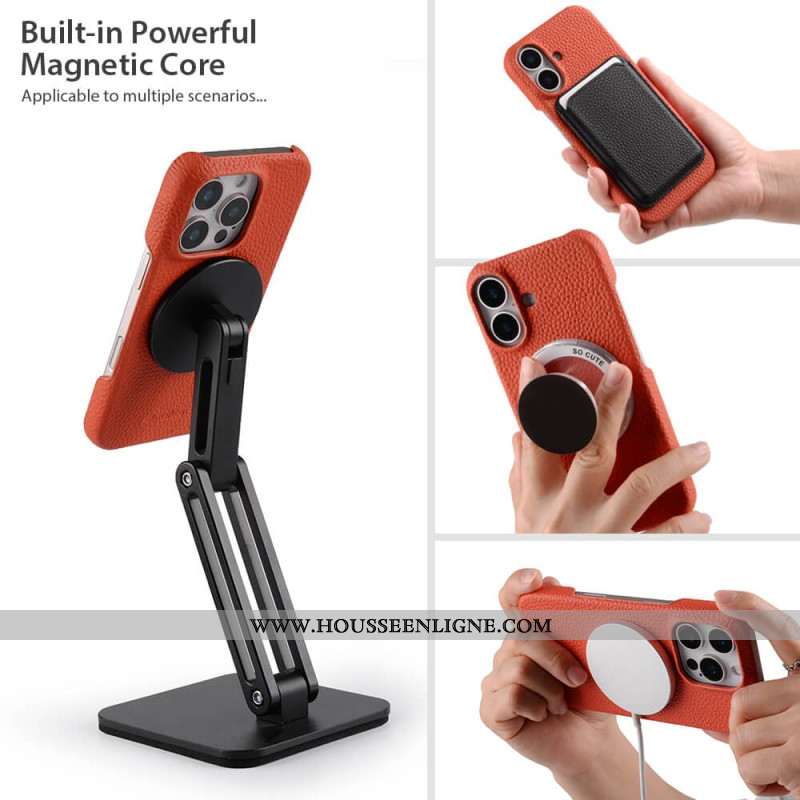 Coque pour iPhone 17 Compatible MagSafe Cuir et Microfibre
