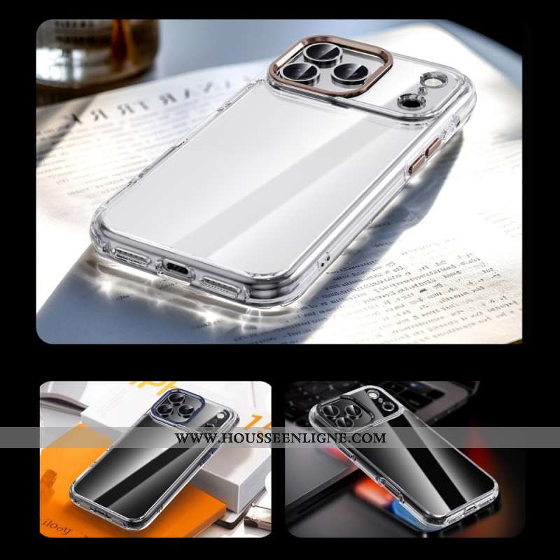 Coque pour iPhone 17 Pro Max Transparente Cadre Objectif Métallique IPAKY
