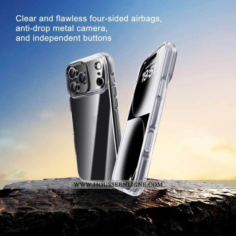 Coque pour iPhone 17 Pro Max Transparente Cadre Objectif Métallique IPAKY