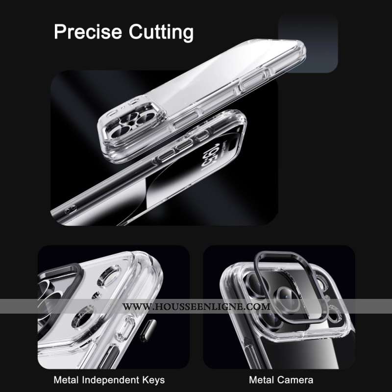 Coque pour iPhone 17 Pro Max Transparente Cadre Objectif Métallique IPAKY