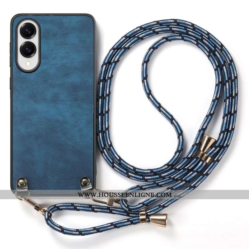 Coque à Cordon Samsung Galaxy S25 Edge Effet Cuir Vintage