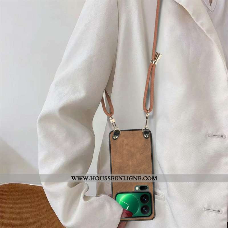 Coque à Cordon Xiaomi 17 Pro Max Effet Cuir