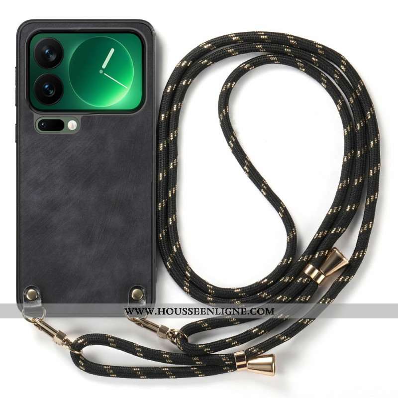 Coque à Cordon Xiaomi 17 Pro Simili Cuir Rétro