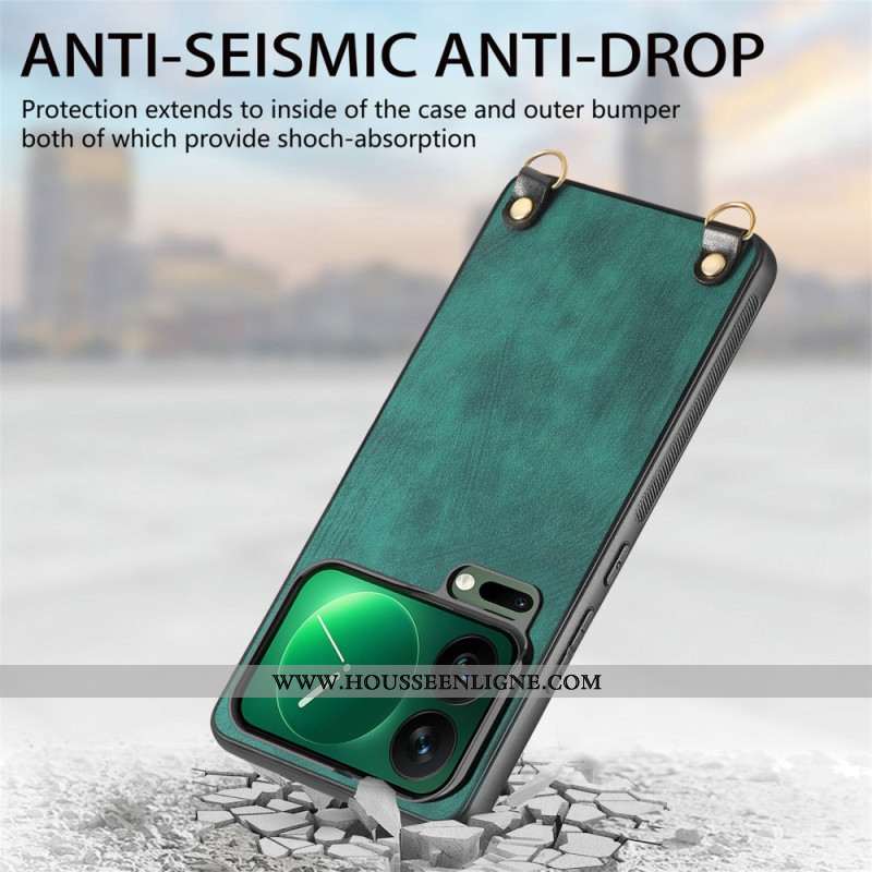 Coque à Cordon Xiaomi 17 Pro Simili Cuir Rétro