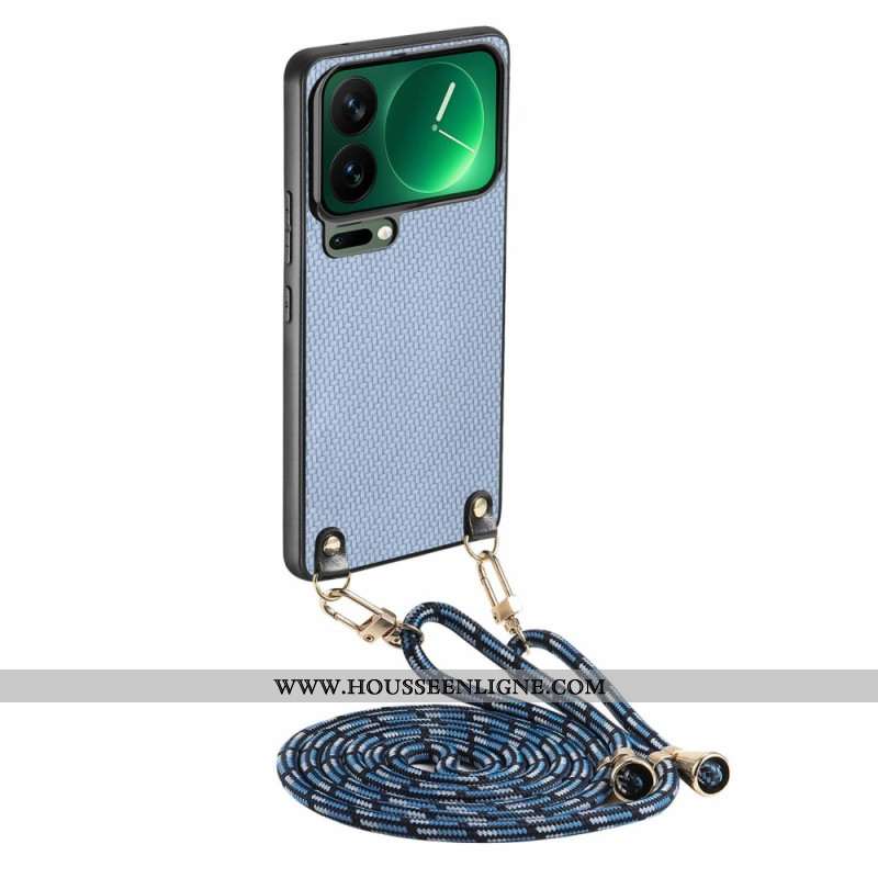 Coque à Cordon Xiaomi 17 Pro Texture Fibre Carbone