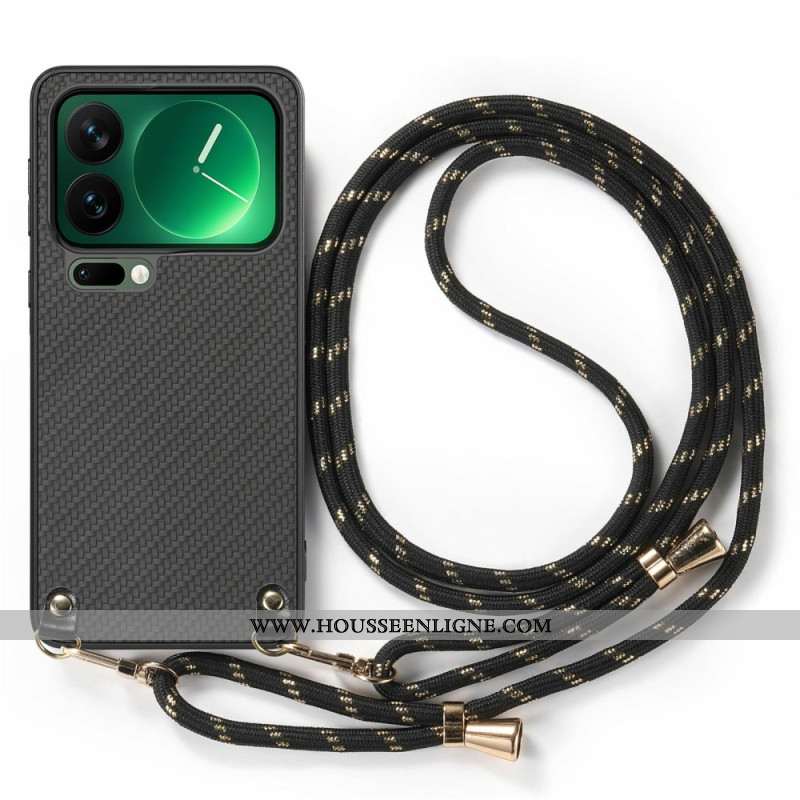Coque à Cordon Xiaomi 17 Pro Texture Fibre Carbone