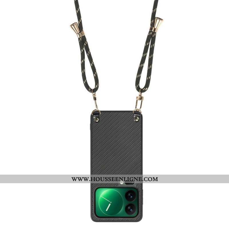 Coque à Cordon Xiaomi 17 Pro Texture Fibre Carbone