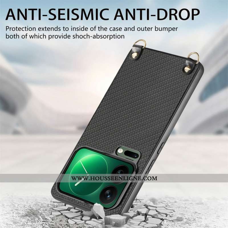 Coque à Cordon Xiaomi 17 Pro Texture Fibre Carbone