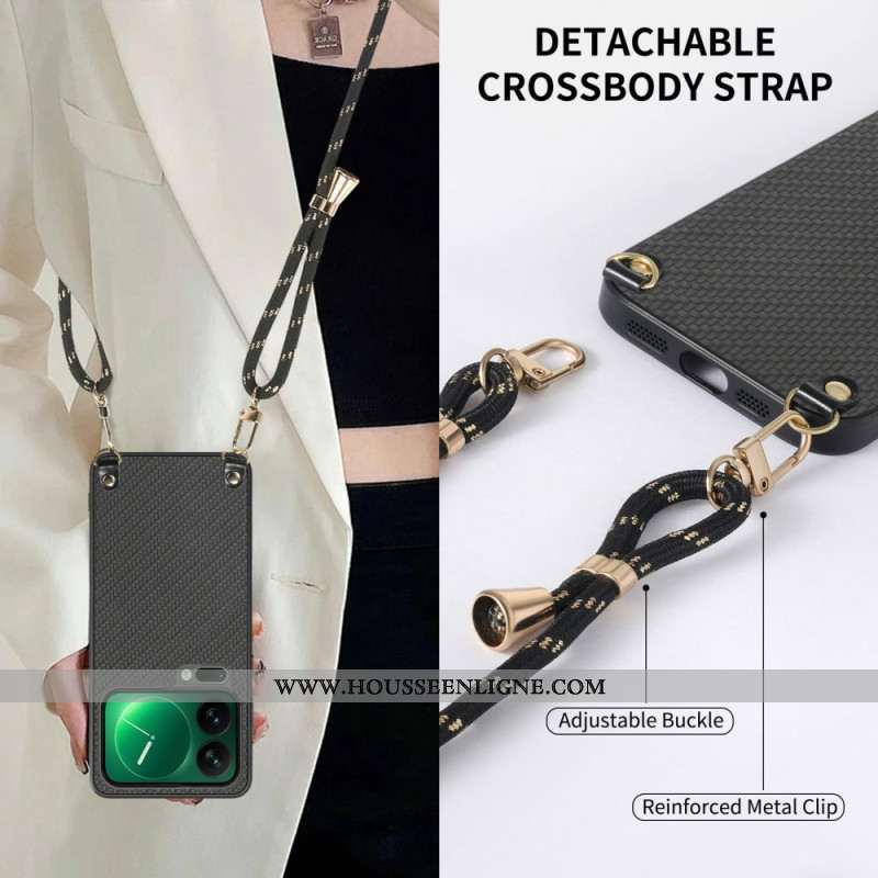 Coque à Cordon Xiaomi 17 Pro Texture Fibre Carbone