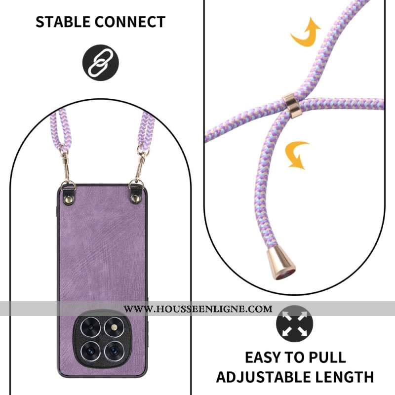 Coque à Cordon Xiaomi Redmi Note 14 Pro 5G / Poco X7 Effet Cuir