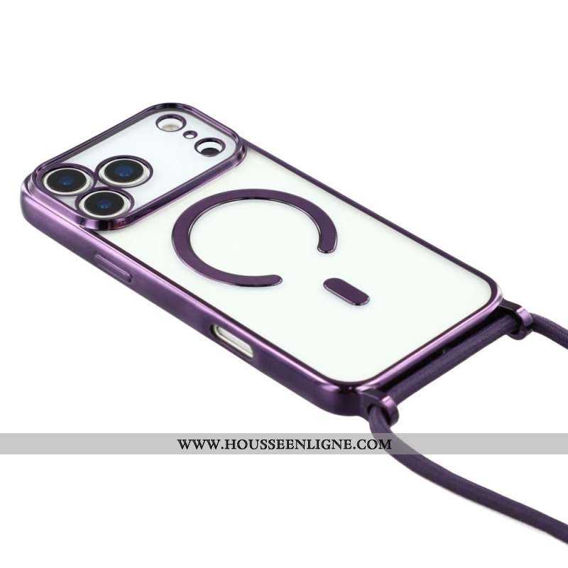 Coque à Cordon iPhone 17 Pro Compatible MagSafe Transparente