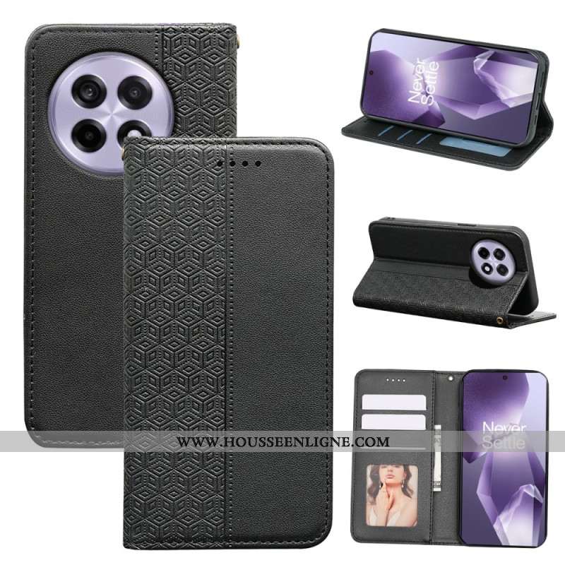 Flip Cover OnePlus 13R 5G Motif Quadrillé à Lanière