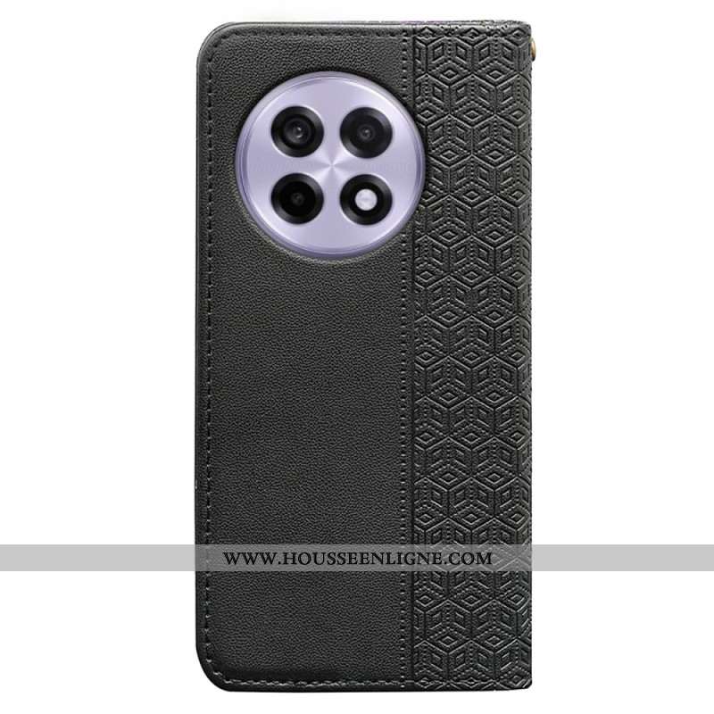 Flip Cover OnePlus 13R 5G Motif Quadrillé à Lanière