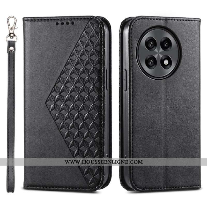 Flip Cover OnePlus 13R Motif Losanges à Lanière