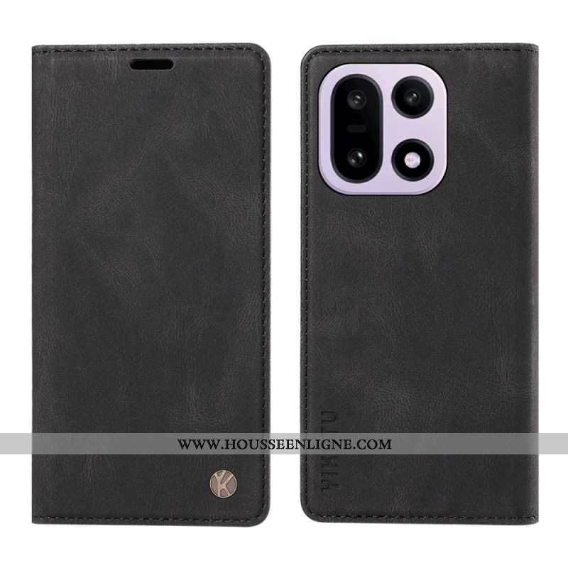 Flip Cover OnePlus 15 Effet Daim YIKATU