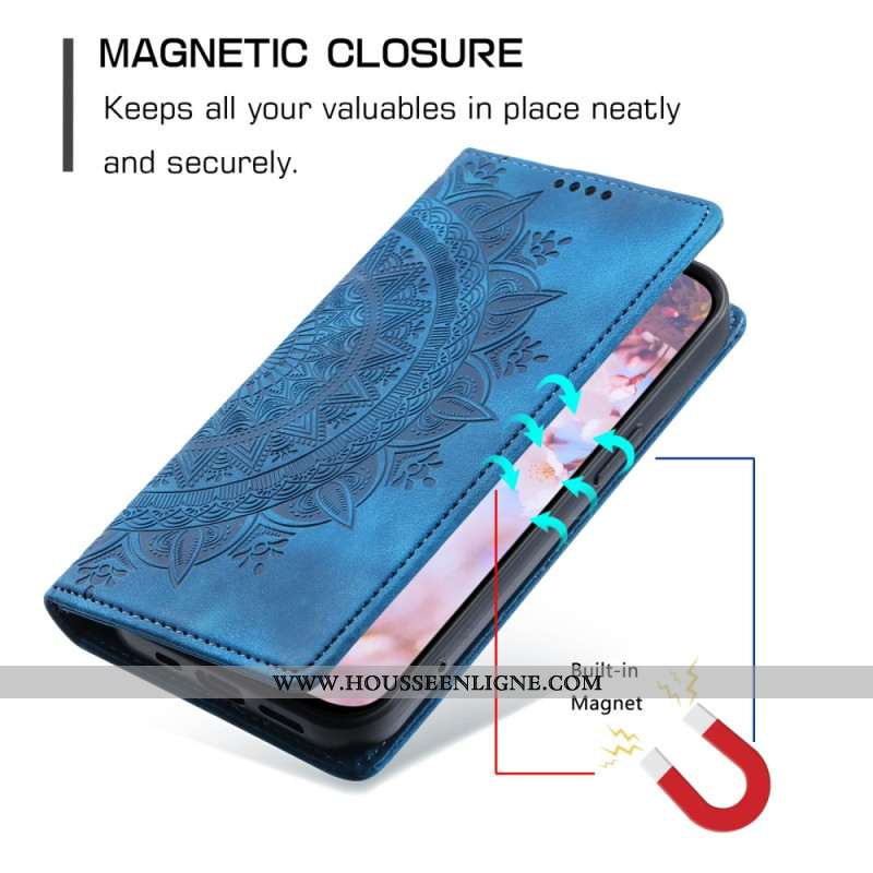 Flip Cover OnePlus 15R Effet Daim Mandala