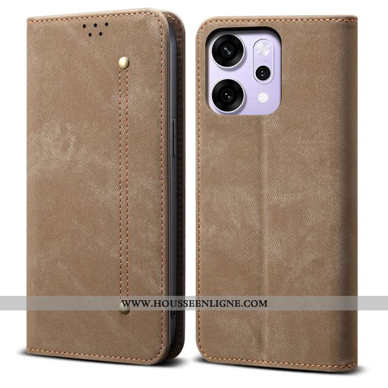 Flip Cover Oppo Reno 14 5G Tissu Jeans