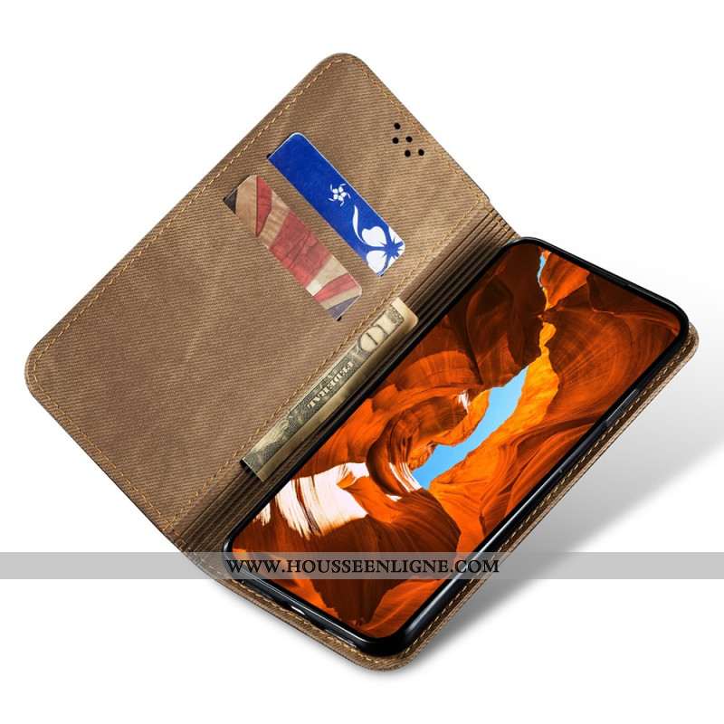 Flip Cover Oppo Reno 14 5G Tissu Jeans