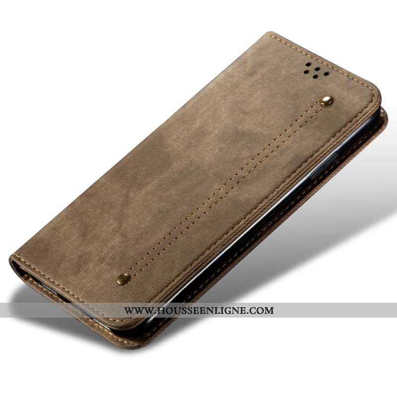 Flip Cover Oppo Reno 14 5G Tissu Jeans