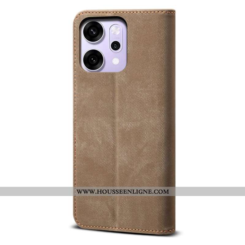 Flip Cover Oppo Reno 14 5G Tissu Jeans