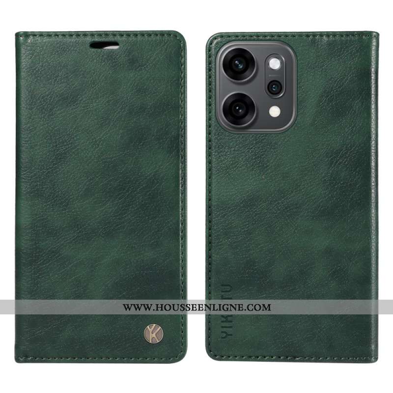 Flip Cover Oppo Reno 14 Pro 5G Simili Cuir Ciré YIKATU