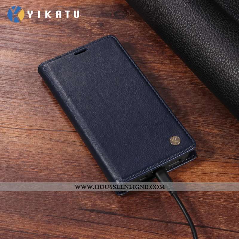 Flip Cover Oppo Reno 14 Pro 5G Simili Cuir Ciré YIKATU