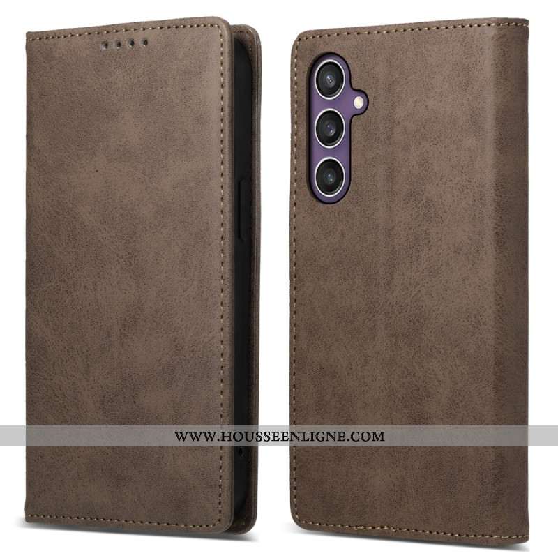 Flip Cover Samsung Galaxy S25 5G Effet Cuir Blocage RFID