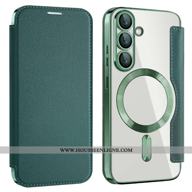 Flip Cover Samsung Galaxy S25 5G Effet Cuir Compatible MagSafe avec Blocage RFID