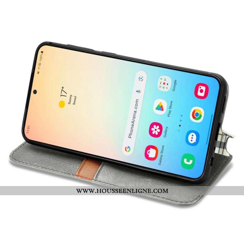 Flip Cover Samsung Galaxy S25 5G Effet Daim Frise