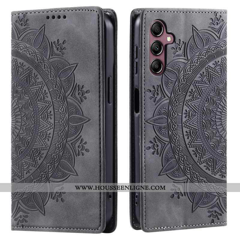 Flip Cover Samsung Galaxy S25 5G Effet Daim Motif Mandala