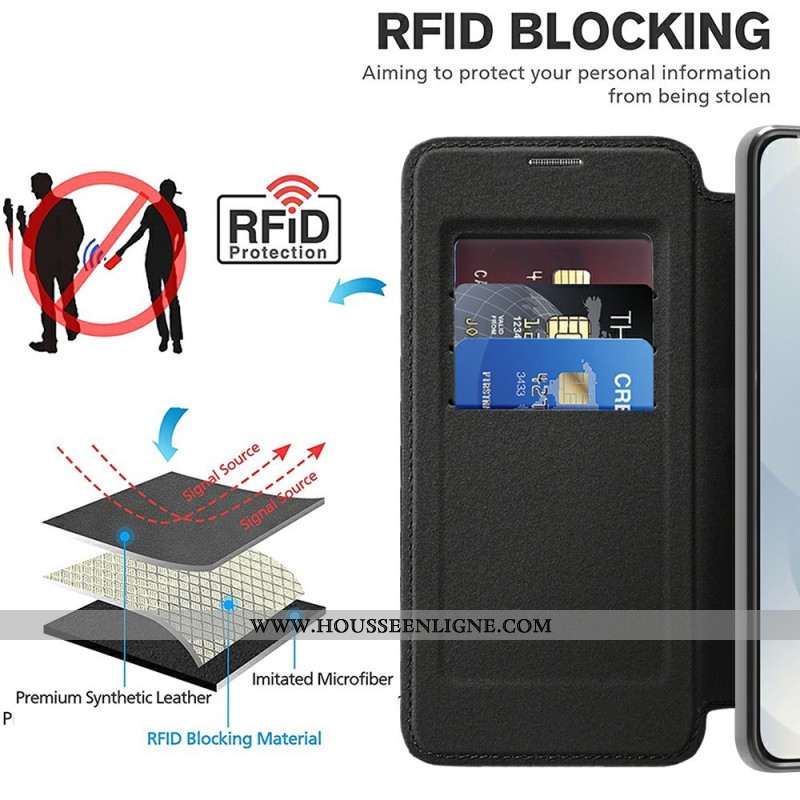 Flip Cover Samsung Galaxy S25 Edge Compatible MagSafe avec Blocage RFID