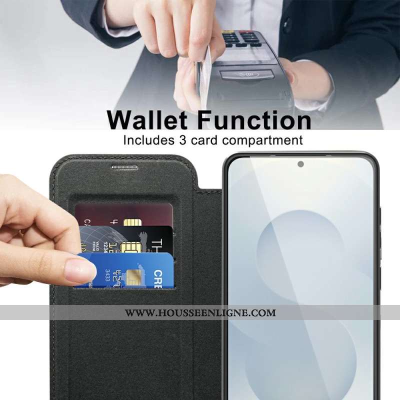 Flip Cover Samsung Galaxy S25 Edge Compatible MagSafe avec Blocage RFID