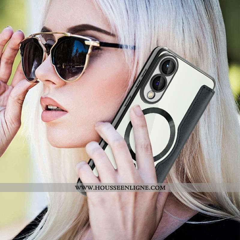 Flip Cover Samsung Galaxy S25 Edge Compatible MagSafe avec Blocage RFID