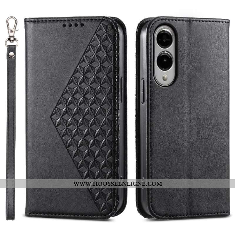 Flip Cover Samsung Galaxy S25 Edge Empreintes Losanges à Lanière