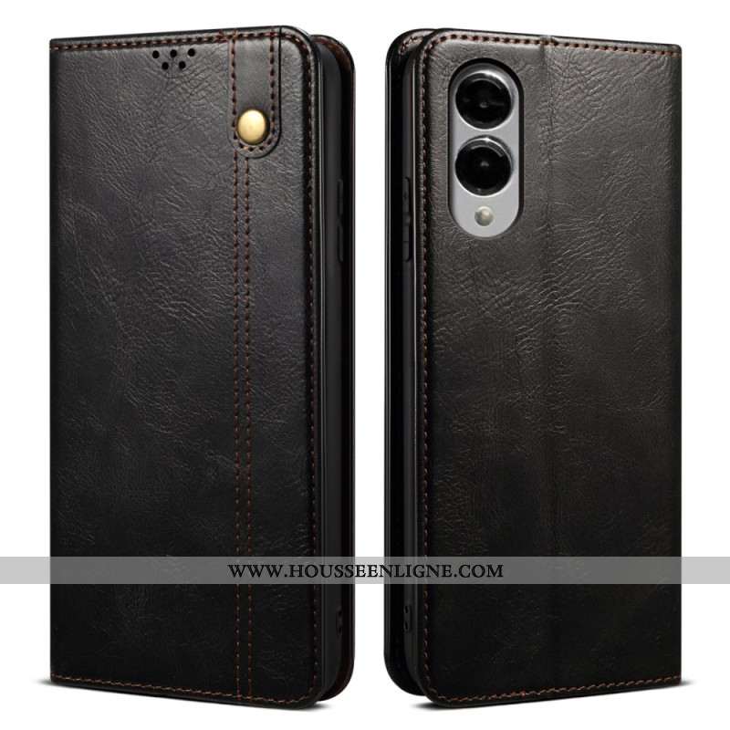Flip Cover Samsung Galaxy S25 Edge Simili Cuir Ciré