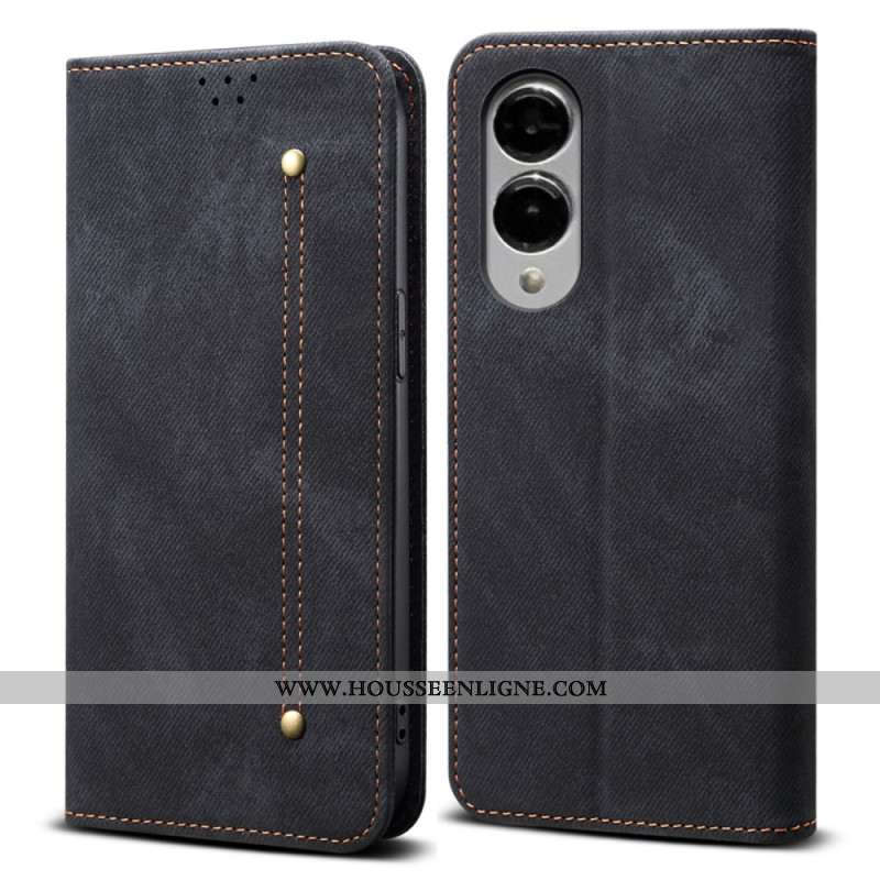 Flip Cover Samsung Galaxy S25 Edge Tissu Jeans
